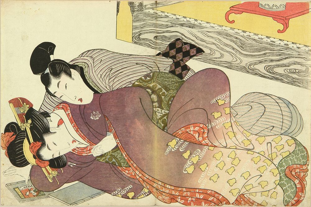 掛軸 春画 あぶな絵 巻物 浮世絵 古文書 和書 艶絵 箱付