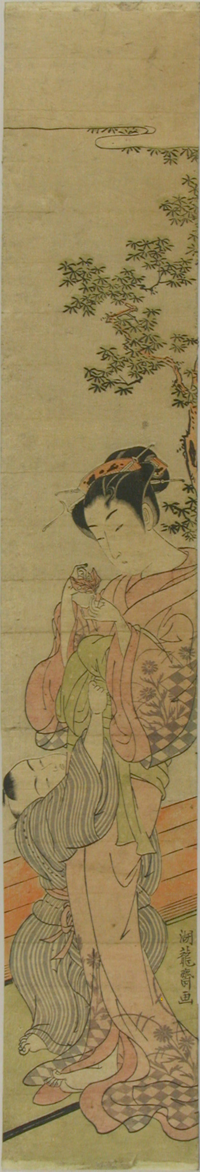 湖龍斎 柱絵 ほおずきを持つ美人と子供 | 浮世絵 | 原書房 神田