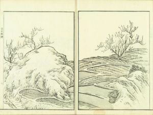 山口素絢/素絢山水画譜　山口素絢画　2冊揃　嘉永元年(1848)刊　元表紙　元題箋のサムネール