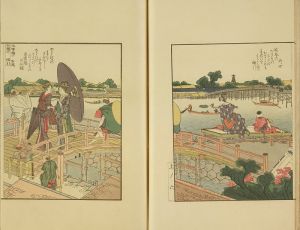 北斎/絵本隅田川両岸一覧　北斎画　手刷複製木版画　3冊揃　風俗絵巻図画刊行会刊　大正6年(1917)のサムネール
