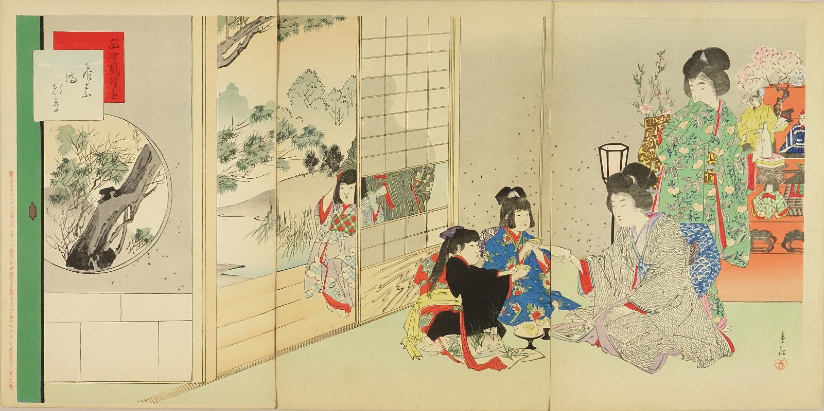 とても貴重 真作 ひな祭り・段飾雛図・雛段飾り 渓斎英泉 画 真