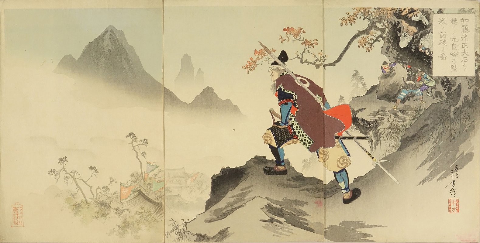 ☆本物浮世絵☆周延・加藤清正・賤ヶ岳の戦い・四方田但馬守