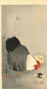 鶏とひよこ／小原古邨