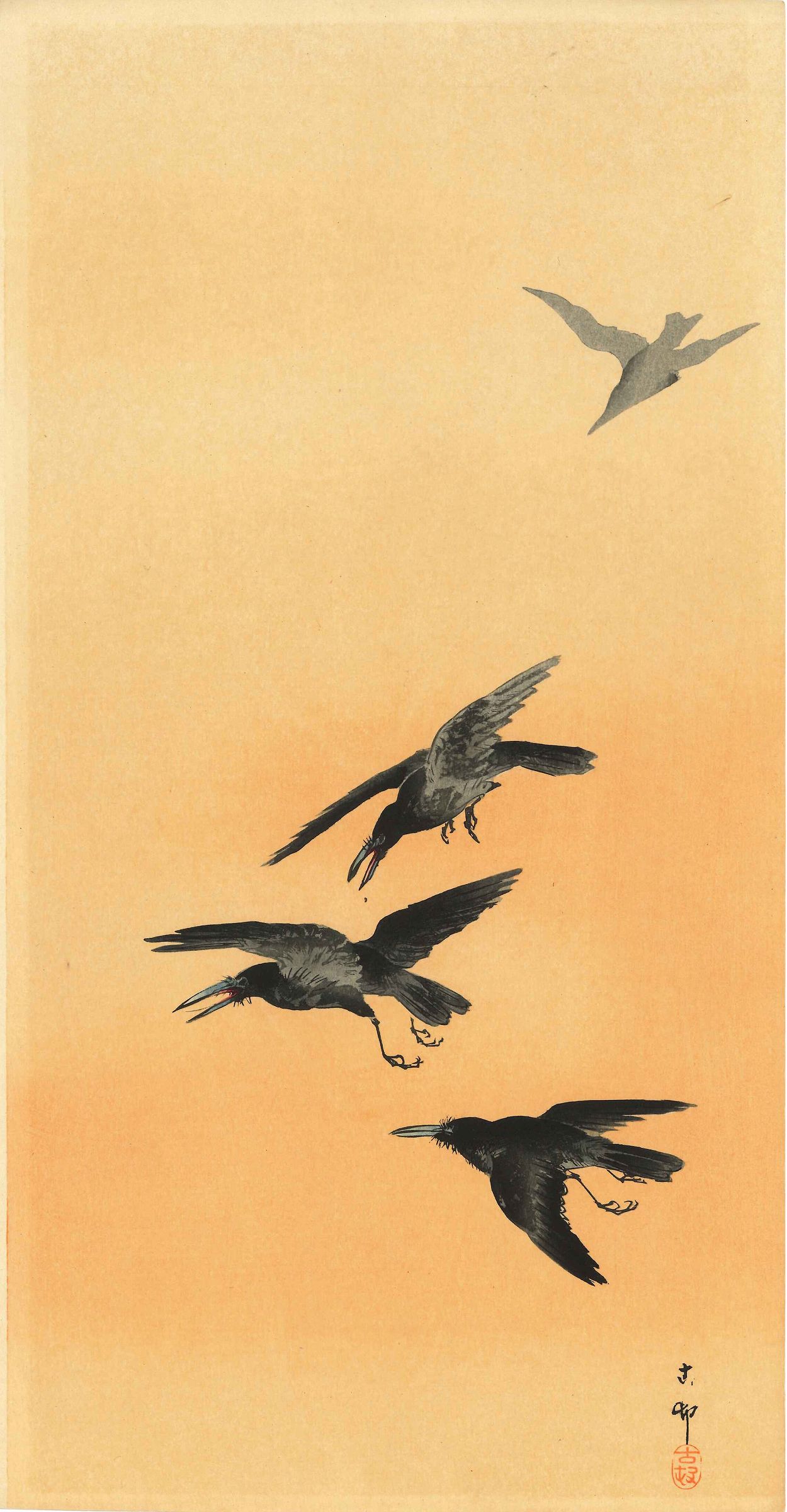 カラスの柄　京袋帯　小原古邨 烏 小原古邨 烏 | 浮世絵 | 原書房 神田神保町