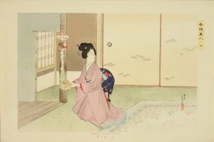 美人画　「隅田川」　宝月 美人画 「隅田川」 宝月 楊洲周延 浮世絵 二枚続 明治十九年 時代