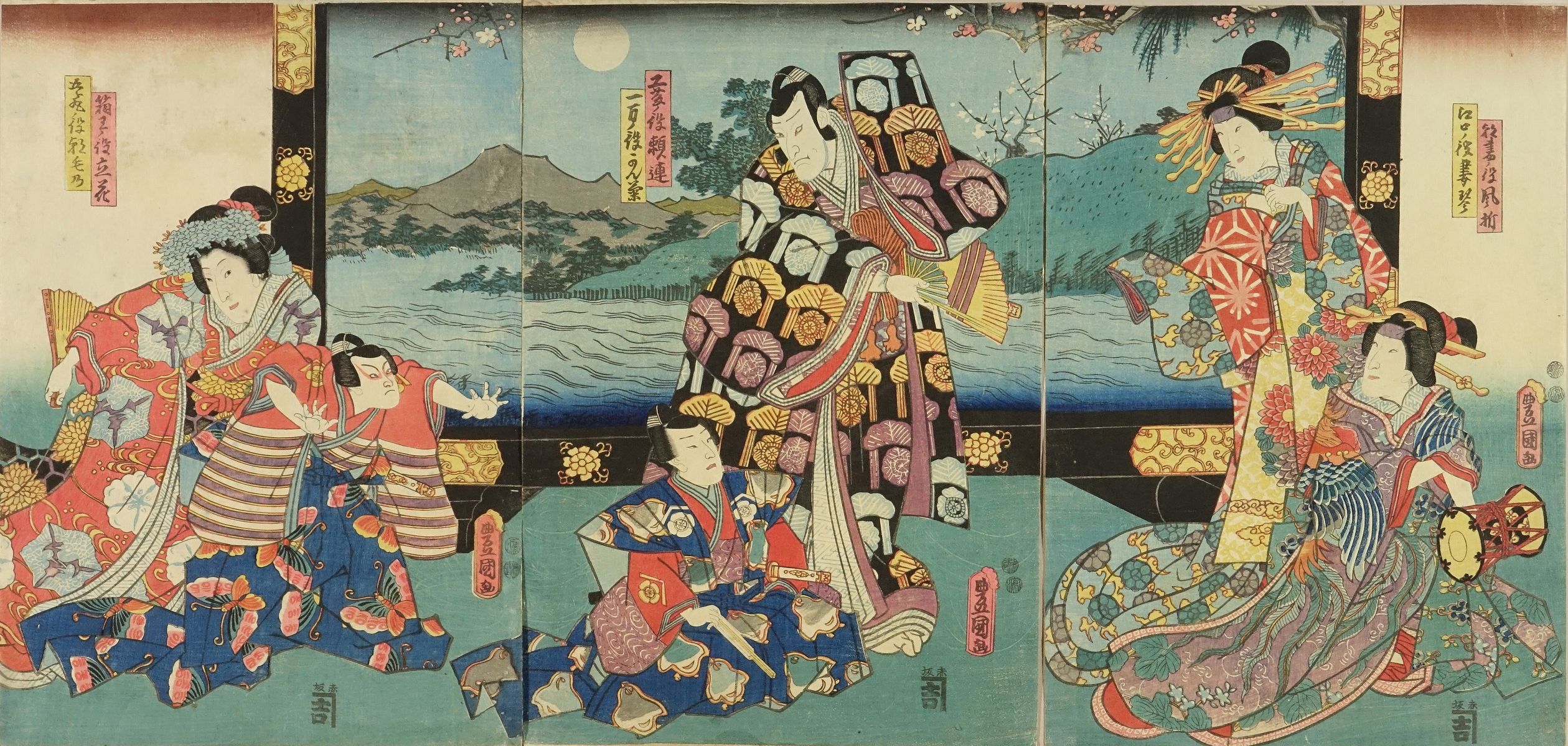TOYOKUNI III A scene of the kabuki performance, Soga monogatari