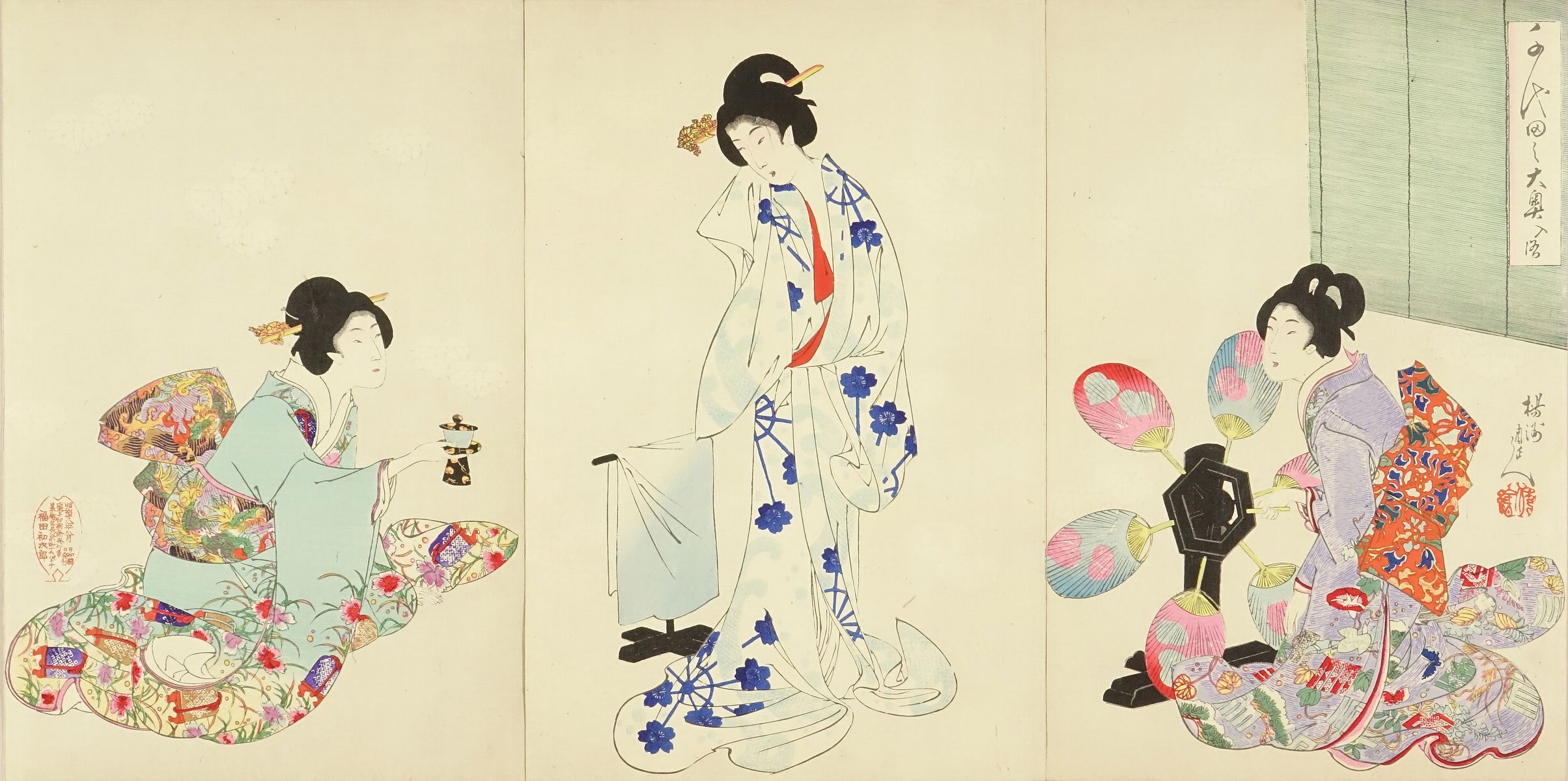 浮世絵、千代田の大奥(茶の湯）橋本周延画