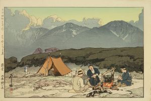 吉田博、露営　北岳間の岳、希少な額装用画集より、新品高級額装付 吉田博 日本南アルプス集 露営 北岳間の岳 自摺 | 浮世絵 | 原書房