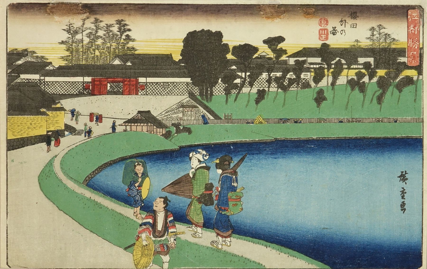 浮世絵版画「東京桜田風景」 （北斎・広重が浮世絵に描いた桜の