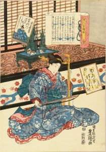 浮世絵 　百人一首絵抄　元良親王　３代目豊国 豊国Ⅲ （国貞）(とよくに3( くにさだ)) - 百人一首絵抄 六十六番 前