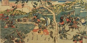 浮世絵版画「源平壇之浦大合戦之図」 浮世絵版画「源平壇之浦大合戦之図」 壇之浦大合戦之図 3枚続