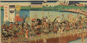 八幡太郎義家 大井川船渡陣行之図／芳虎