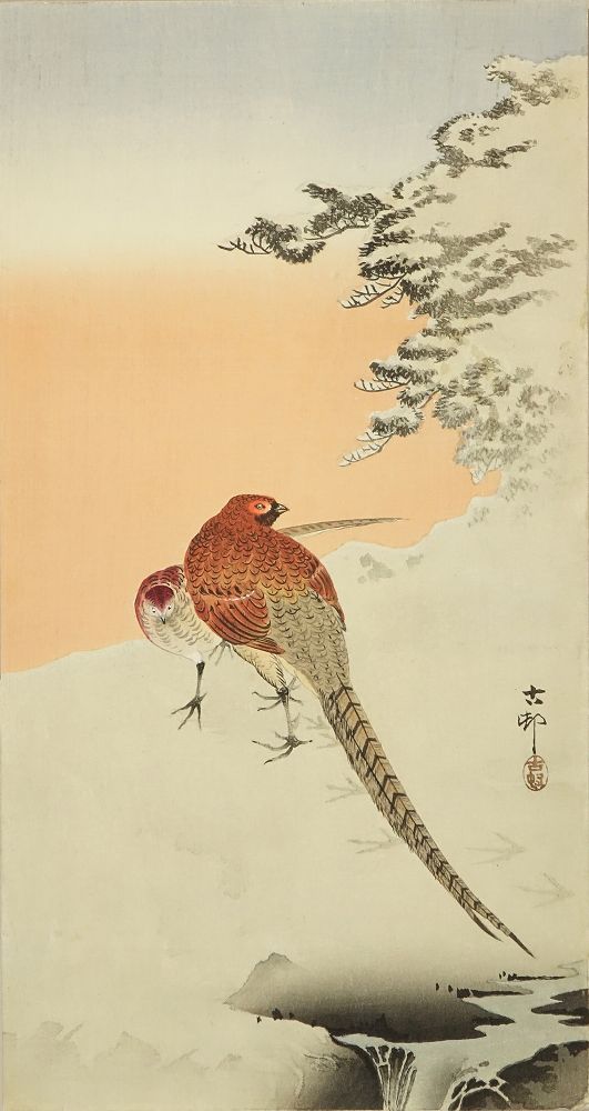 古邨 雪につがいの山鳥 | 浮世絵 | 原書房 神田神保町