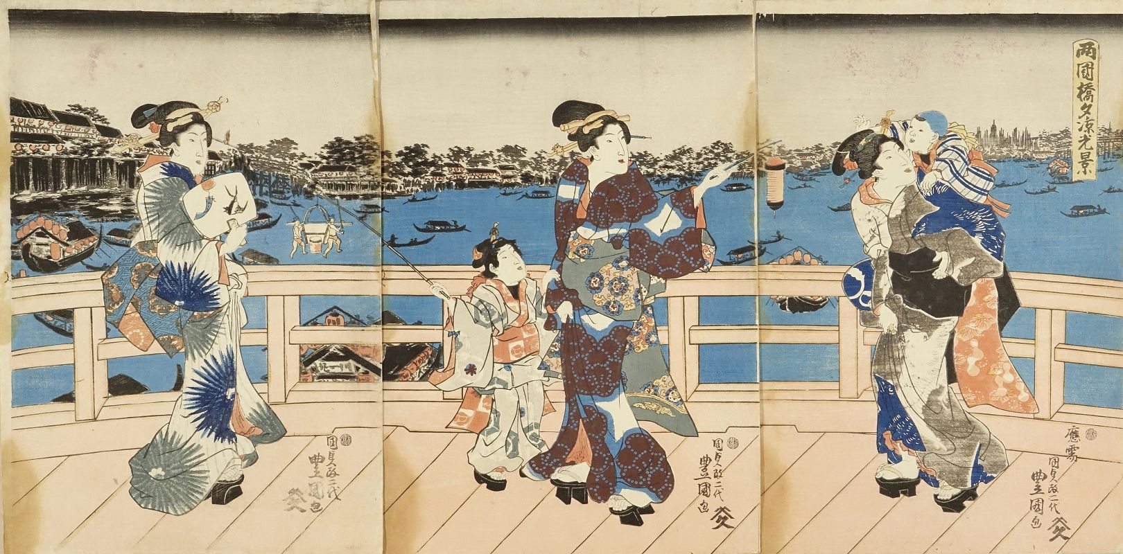 豊国三代 両国橋夕涼光景 | 浮世絵 | 原書房 神田神保町