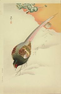 雪中の雉／小原古邨