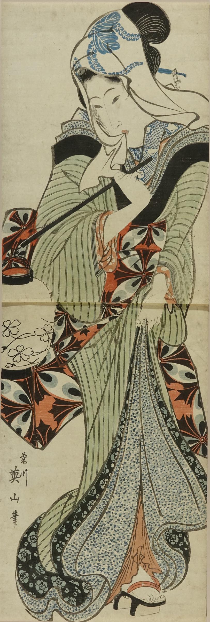 英山立美人幅 遊女立姿 （仮題） 菊川英山画-