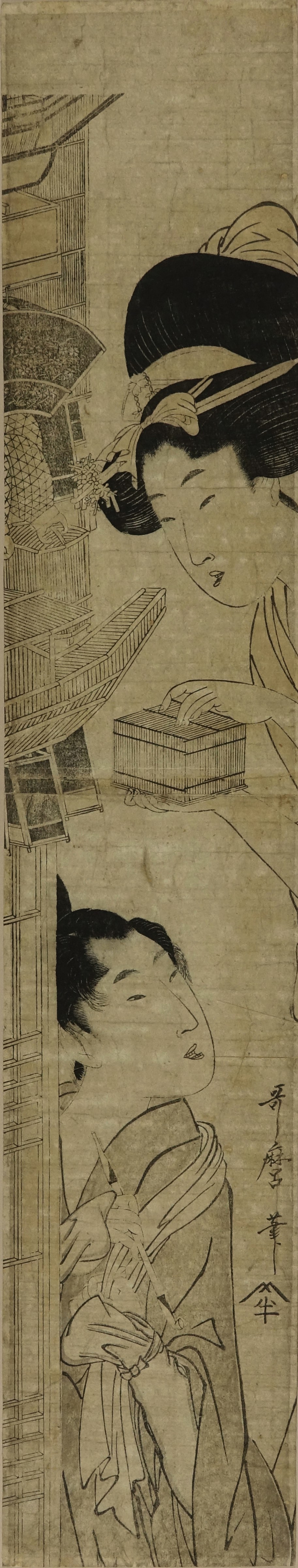 歌麿 柱絵 虫籠売と美人 | 浮世絵 | 原書房 神田神保町