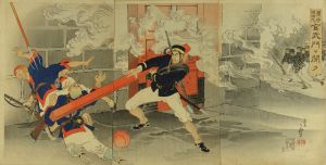 TOSHIHIDE/A scene of Sino-Japanese War, triptych