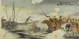 小原古邨/得利寺大砲撃我騎兵龍王廟ニ　大勇戦之図のサムネール