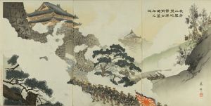 我第二軍砲雷弾雨ヲ冒シテ蓋平之地ヲ占領ス／美邦