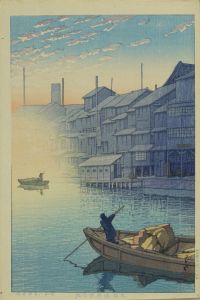 大坂道頓堀の朝／川瀬巴水