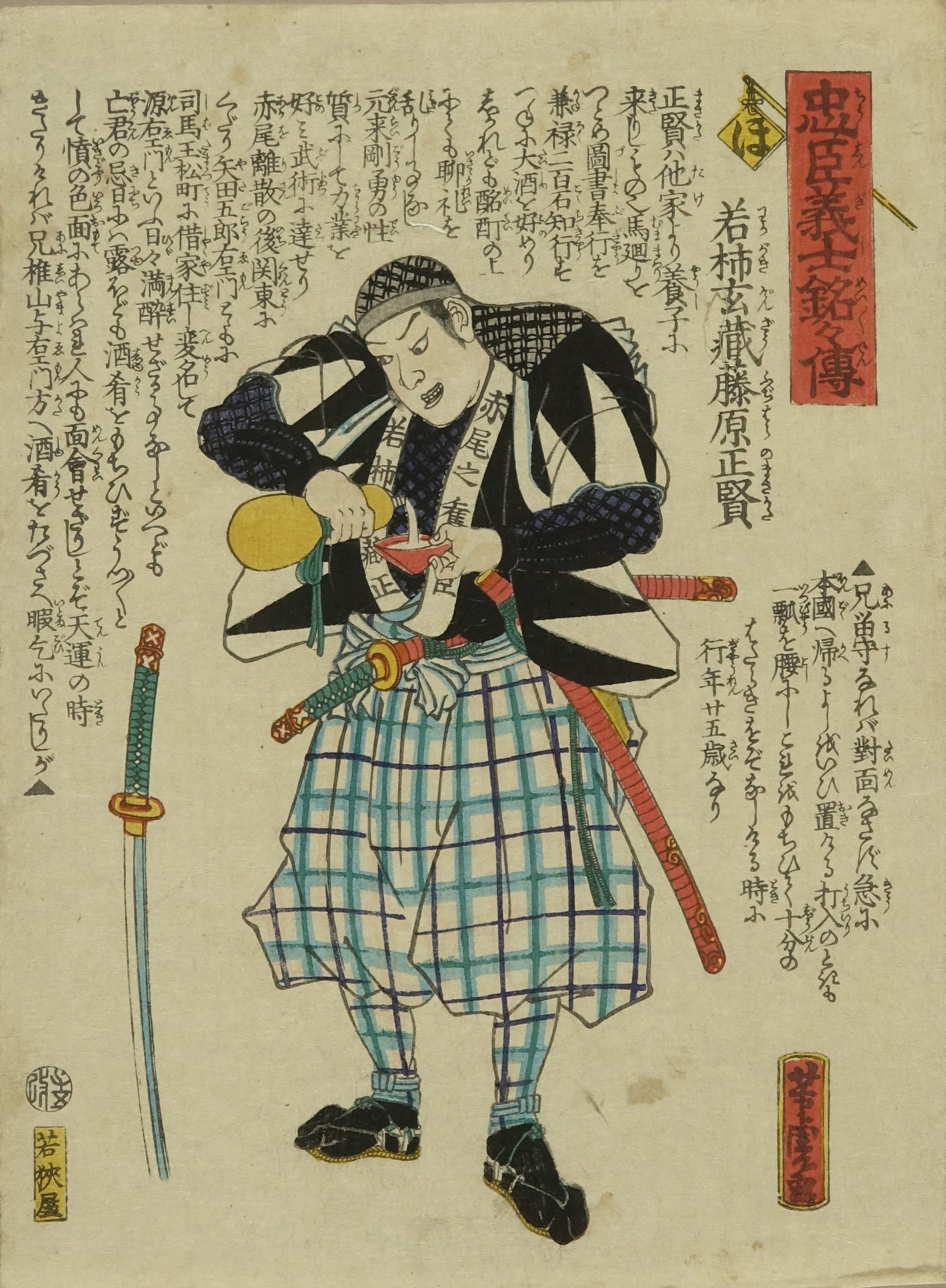 芳虎　中判「忠臣義士銘々伝」芳田河右衛門藤原兼貞　忠臣蔵 芳虎 中判「忠臣義士銘々伝」芳田仲左エ門藤原兼亮