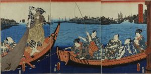 豊国三代/夕涼永代橋遊漁の図のサムネール