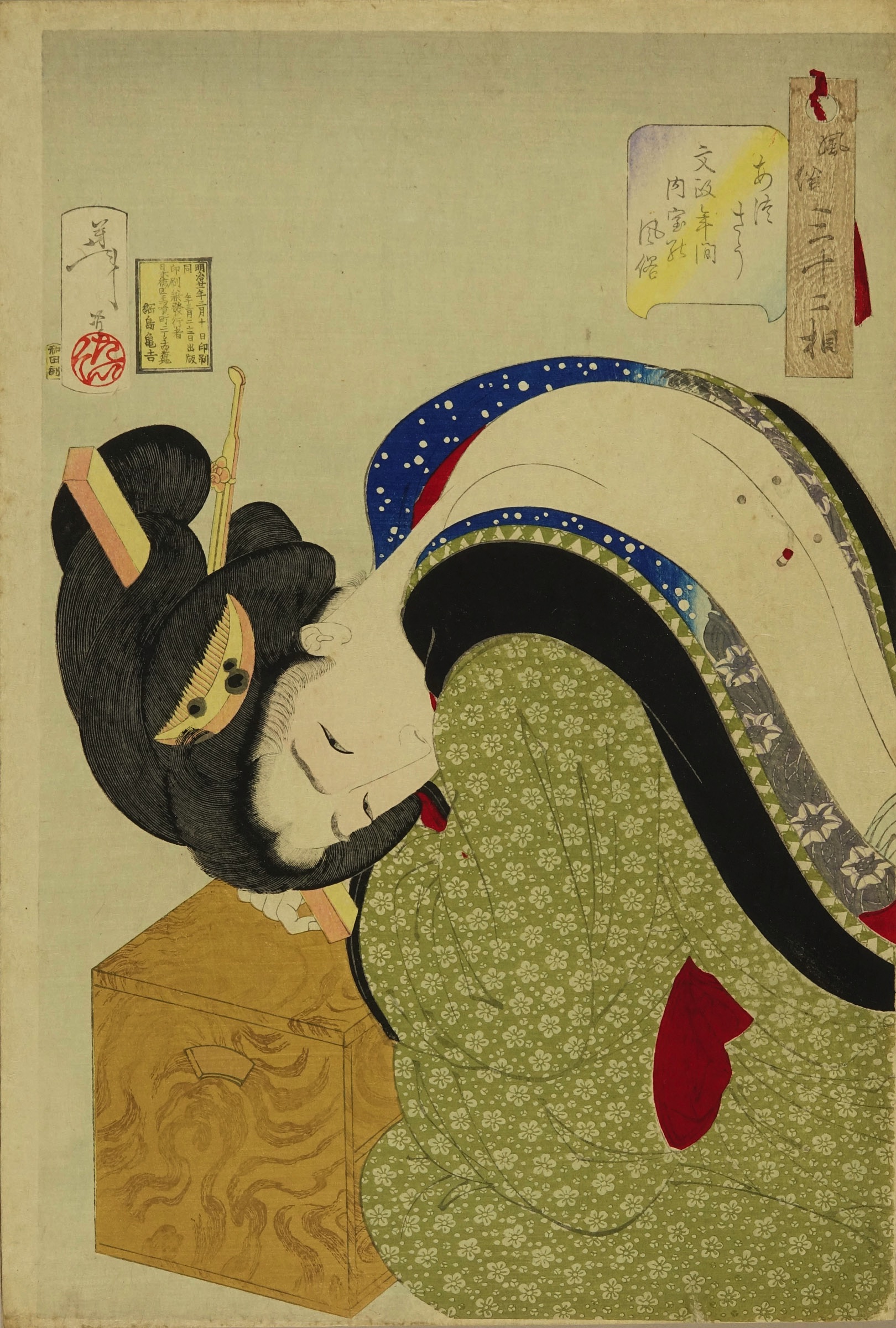 浮世絵　風俗画 芳年 風俗三十二相 あつそう 文化年間内室の風俗 | 浮世絵 | 原