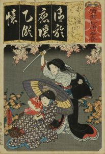 豊国三代/清書七伊呂波　お おく庭 おはつ いはふぢのサムネール