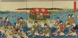 豊国三代/大井川歩渡之図のサムネール