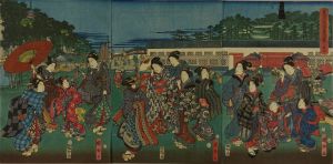 KUNISATO/<i>Toto meisho Akabane no kei</i> (View of Akabane, a famous place of the eastern capital), triptych