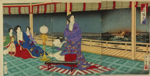 TANKEI/<i>Ryogoku hanabi zu</i> (Fireworks at Ryogoku), triptych