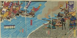 SADAHIDE/Sanada Masayuki takes the lead of crossing Chikuma River, triptych