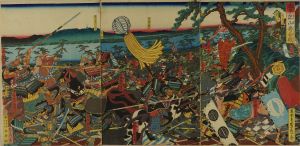 SADAHIDE/Battle of Yamazaki, from <i>Taiheiki</i> (Tales of the grand pacification), triptych