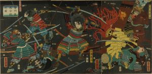 YOSHITORA/Battle at Nagashima, Ise Province, triptych