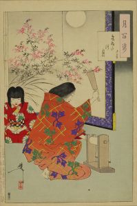 YOSHITOSHI/<i>Kinuta no tsuki</i> (Cloth beating moon), Yugiri, from <i>Tsuki hyakushi</i> (One-hundred aspects of the moon)