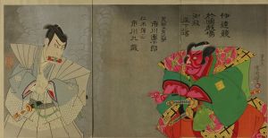 KUNICHIKA/Scene of a kabuki performance, triptych