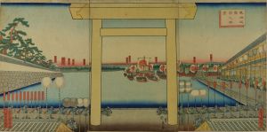 SADAHIDE/<i>Tokaido Miya shuku no shokei</i> (View of Miya Station on the Tokaido), triptych