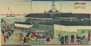 HIROSHIGE III/The hotel at Tsukiji, Tokyo, triptych
