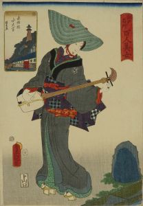 TOYOKUNI III/Suitengu Shrine, Akabane, from <i>Edo meisho hyakunin bijo</i> (One-hundred famous places and beauties of Edo)
