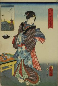 TOYOKUNI III/Sensoji Temple, from <i>Edo meisho hyakunin bijo</i> (One-hundred famous places and beauties of Edo)