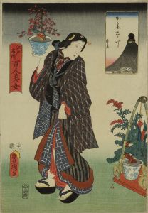 TOYOKUNI III/Kayabacho, from <i>Edo meisho hyakunin bijo</i> (One-hundred famous places and beauties of Edo)
