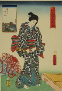 TOYOKUNI III/Kanda Myojin Shrine, from <i>Edo meisho hyakunin bijo</i> (One-hundred famous places and beauties of Edo)
