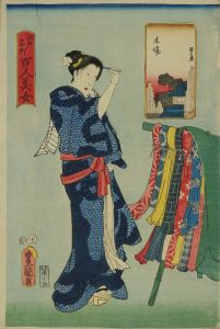 TOYOKUNI III/Kiba, from <i>Edo meisho hyakunin bijo</i> (One-hundred famous places and beauties of Edo)