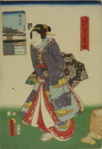 TOYOKUNI III/Saruwaka Street, from <i>Edo meisho hyakunin bijo</i> (One-hundred famous places and beauties of Edo)
