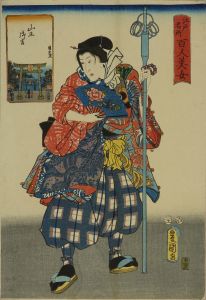 TOYOKUNI III/Sanno Shrine, Akasaka, from <i>Edo meisho hyakunin bijo</i> (One-hundred famous places and beauties of Edo)