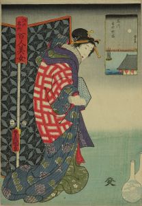 TOYOKUNI III/Shinagawa, Kachi-Shinshuku, from <i>Edo meisho hyakunin bijo</i> (One-hundred famous places and beauties of Edo)
