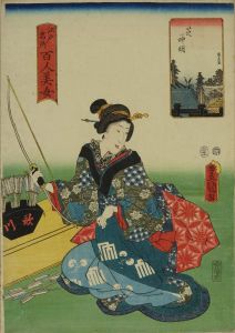 TOYOKUNI III/Shiba Shimmei Shrine, from <i>Edo meisho hyakunin bijo</i> (One-hundred famous places and beauties of Edo)