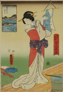 TOYOKUNI III/Shinobazu Benten Shrine, from <i>Edo meisho hyakunin bijo</i> (One-hundred famous places and beauties of Edo)