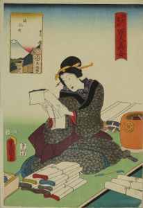 TOYOKUNI III/Surugacho, from <i>Edo meisho hyakunin bijo</i> (One-hundred famous places and beauties of Edo)